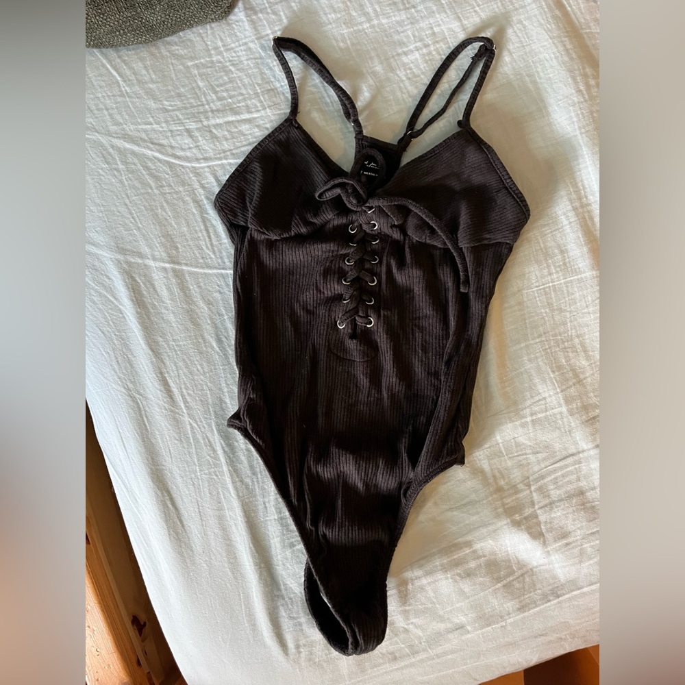 Urban Outfitters Out from Under Ribbed Lace-up Bodysuit